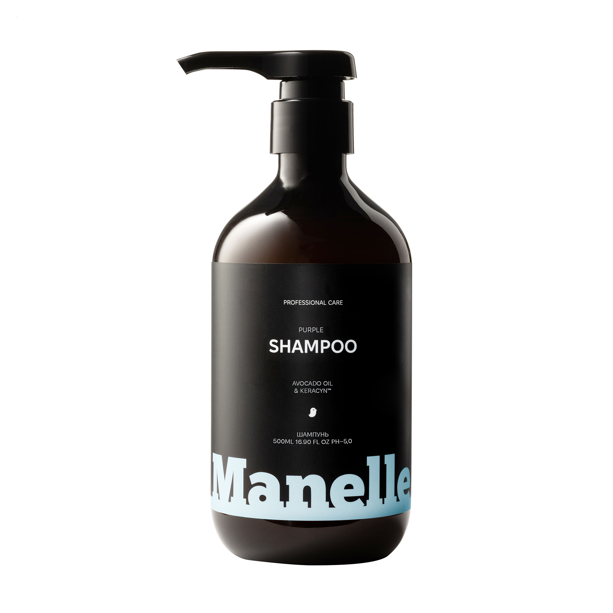 Тонувальний шампунь Manelle Professional Care Avocado Oil &amp; Keracyn Shampoo для нейтралізації жовтизни світлого волосся, 500 мл